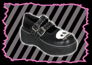 Double Strap Skull Mary Jane Shoes